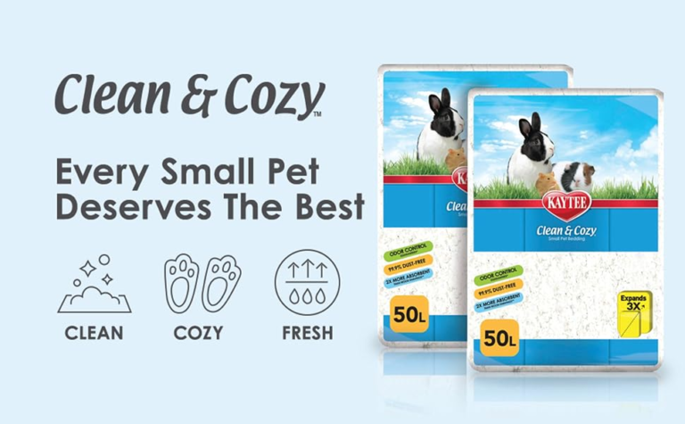 Kaytee Clean and Cozy white paper bedding poured into a hamster cage